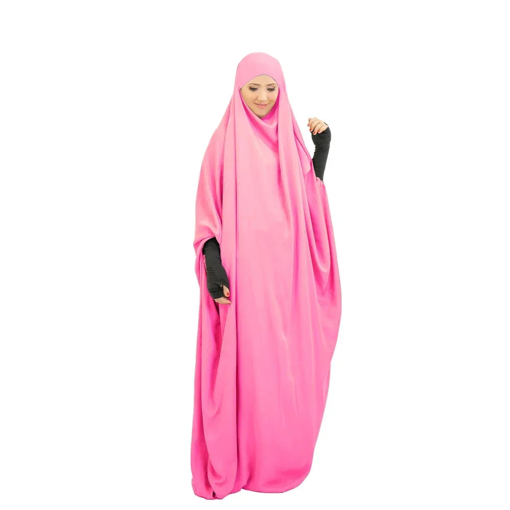 Hooded Khimar Muslim Women Full Cover Abaya Long Maxi Dress Islamic Prayer Robe Kaftan Abayas Umrah Eid Ramadan Worship Service
