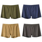 4Pcs Mens Underwear Boxers Shorts Casual Cotton Sleep Underpants Homewear Men Panties Striped Plaid Loose Comfortable Underwear