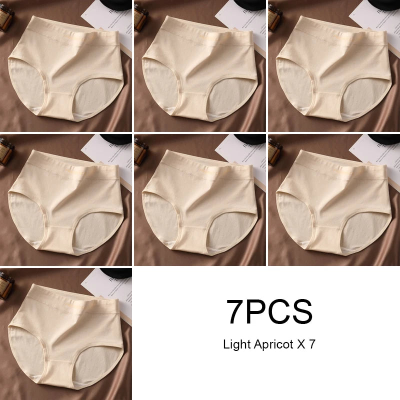 7PCS Woman High Waist Briefs Breathable Underwear Women Large Size Lingerie Pure Cotton Sexy Underware Triangular Panties Female