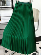 Ladies Fashion Casual Long Skirt Elegant Vintage Pleated Skirts Women Temperament Party Wear Faldas Woman Clothing Streetwear