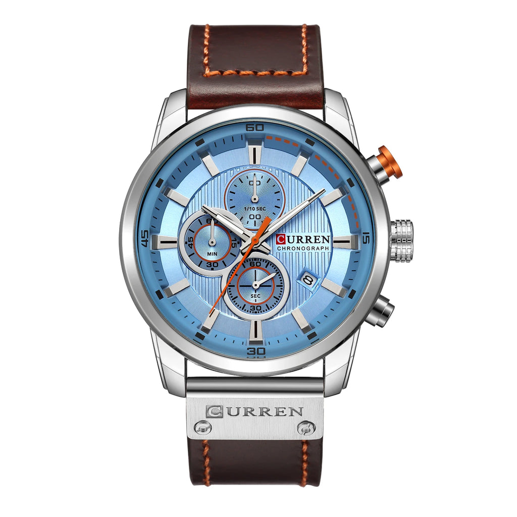 Curren 8291 Men Watch Business Leather Quartz Waterproof Wristwatch 6-Hand Date Casual Fashion Luxury Relogio Masculino