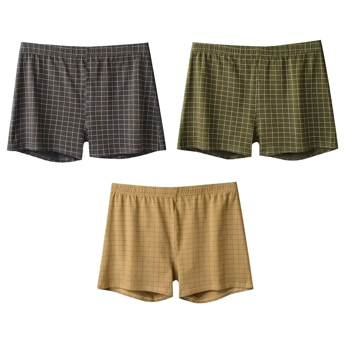 3Pcs Mens Underwear Boxers Shorts Casual Sleep Underpants Homewear Men Arrow Panties Striped Plaid Loose Comfortable Underwear