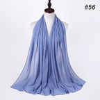 Muslim Chiffon Hijab Women Bubble Chiffon Scarf For Women Ladies Veil Muslim Islam Solid Color Malaysia Musulman Wrap Scarves