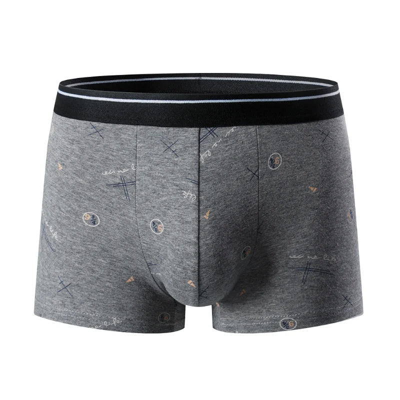 4-piece men's fashion plus-size printed underwear comfortable sexy shorts teenagers mixed underwear in a variety of colors