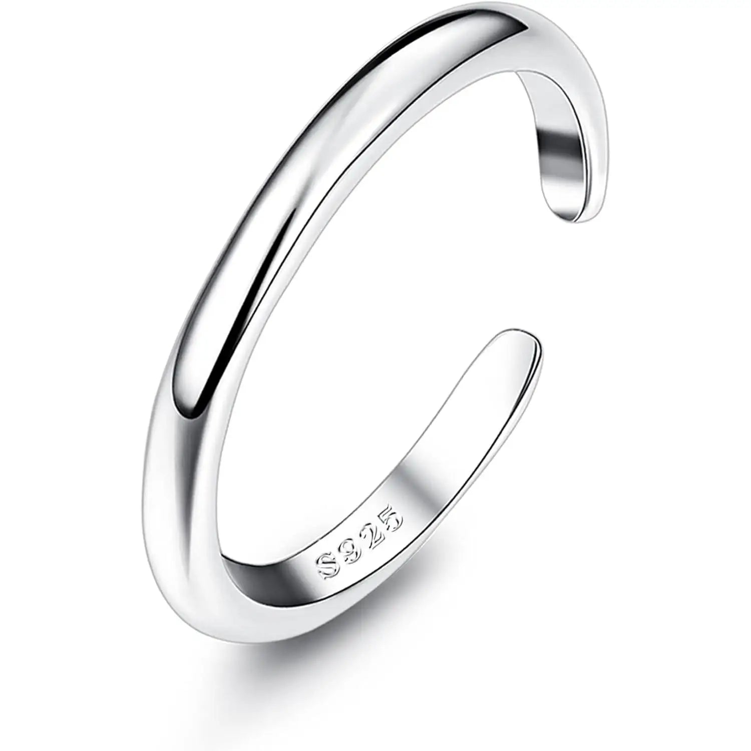 Fansilver S925 Sterling Silver Toe Rings for Women Adjustable White Gold Plated Flower Summer Beach Open Toe Rings Foot Jewelry