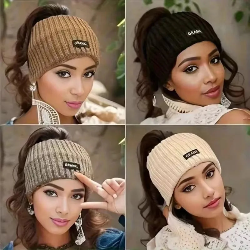 Women Winter Wide Headband Solid Color Knitted Warm Headwrap Female Punk Elastic Headwear Sports Hair Bands Accessories