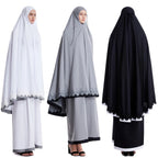 Muslim Women Burqa Dress Lace Two-piece Suit Ethnic Lady Hijab Abaya Suit Ramadan Eid Prayer Garment