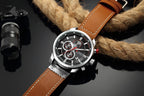 Curren 8291 Men Watch Business Leather Quartz Waterproof Wristwatch 6-Hand Date Casual Fashion Luxury Relogio Masculino