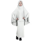 Muslim Prayer Garment for Kids, Child Dress, Overhead Caftan, Khimar Skirts, Islamic Full Cover Hijab, Abaya Arab Robe, 2 Piece