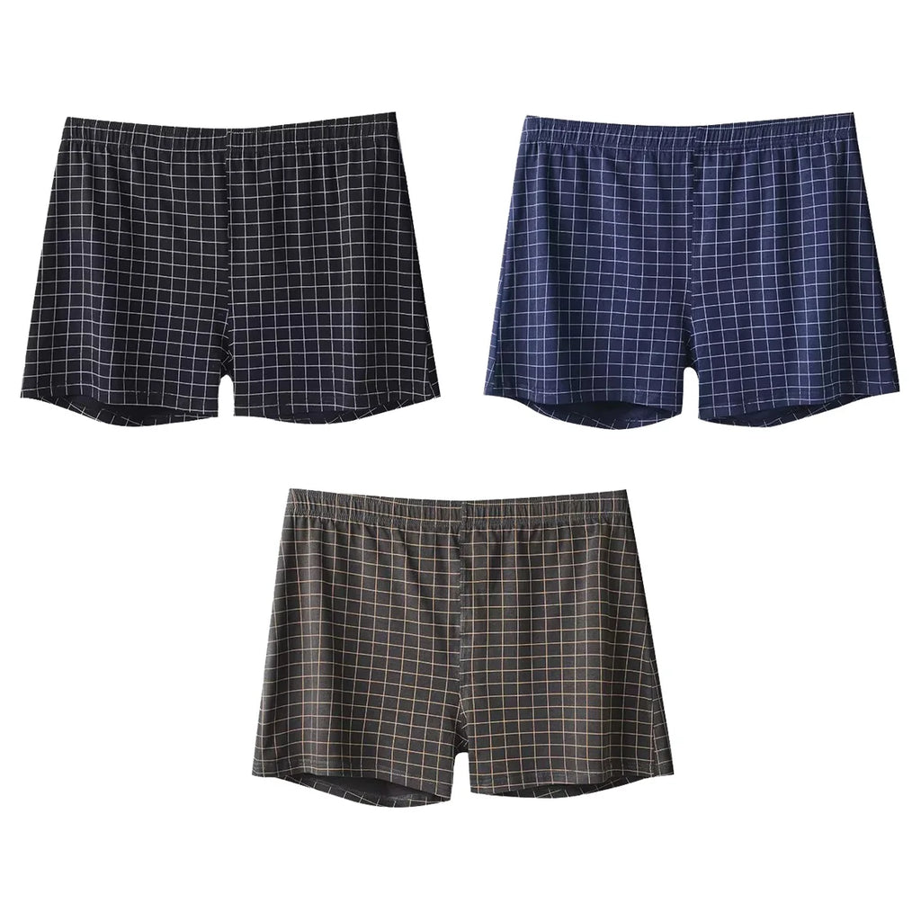 3Pcs Mens Underwear Boxers Shorts Casual Sleep Underpants Homewear Men Arrow Panties Striped Plaid Loose Comfortable Underwear