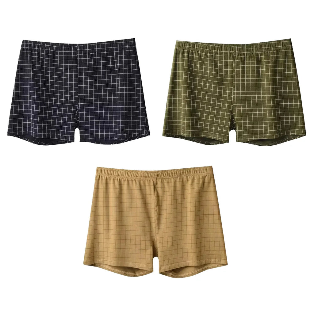 3Pcs Mens Underwear Boxers Shorts Casual Sleep Underpants Homewear Men Arrow Panties Striped Plaid Loose Comfortable Underwear