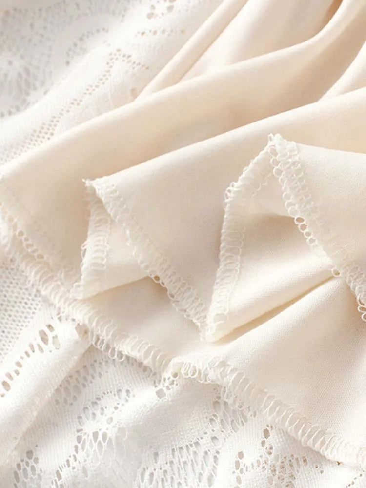 Spring Summer Women Lace Skirts Solid High Waist Elastic Vintage Elegant Office Ladies White Black Chic Long Skirts Jupe Longue