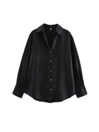 Women's Chic Lapel Collar Blouse Long Sleeve Button-Up Fashion Flowing Top Elegant Female Shirt Office