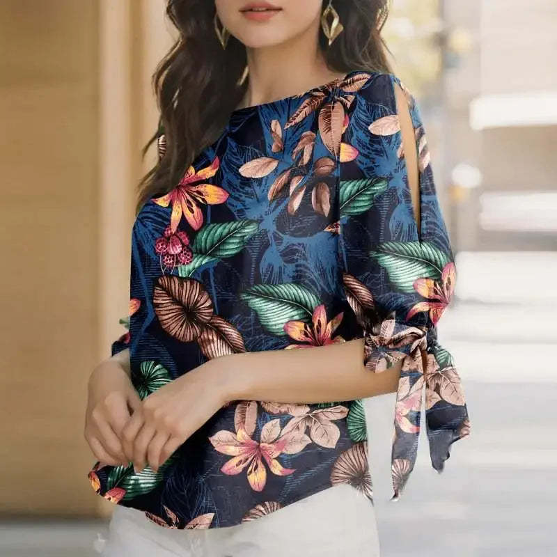 ZANZEA Woman Casual Polka Dots Printed Blouse Fashion Holiday Shirt Half Sleeve O-Neck Tunic Tops Elegant Party Chemise Oversize