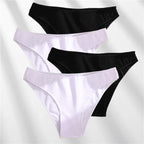 FINETOO 4Pcs Cotton High Cut Briefs Low Waist Lingerie Women Thin Comfortable Sexy Underwear Soft Stretch Basic Panties M-XXL
