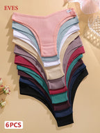 6PCS/Set Cotton Waffle Underwear for Women Sexy Low-Waist Brazilian Panties Female Breathable Solid Color Soft Lingerie Bikini