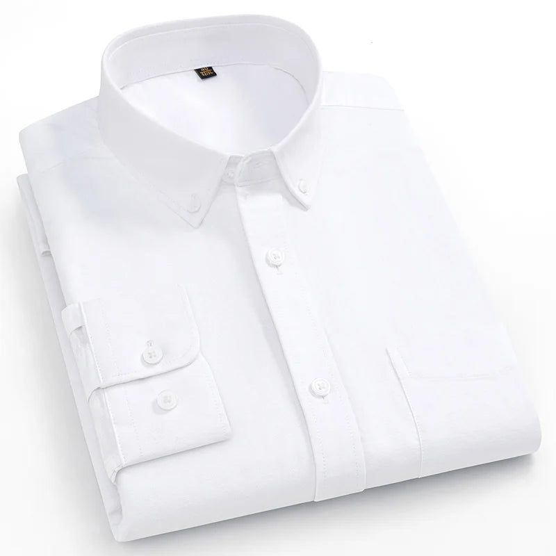 100%Pure Cotton Men's Shirt Long Sleeve Classic Versatile Soft Breathable Casual Fashion Business Social Shirt Men Clothing