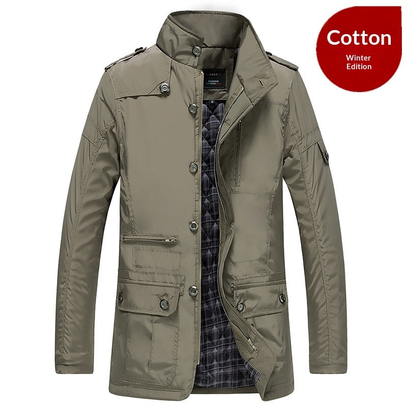 Autumn And Winter New Mid-length Jacket Men's Windproof Casual Oversized Loose