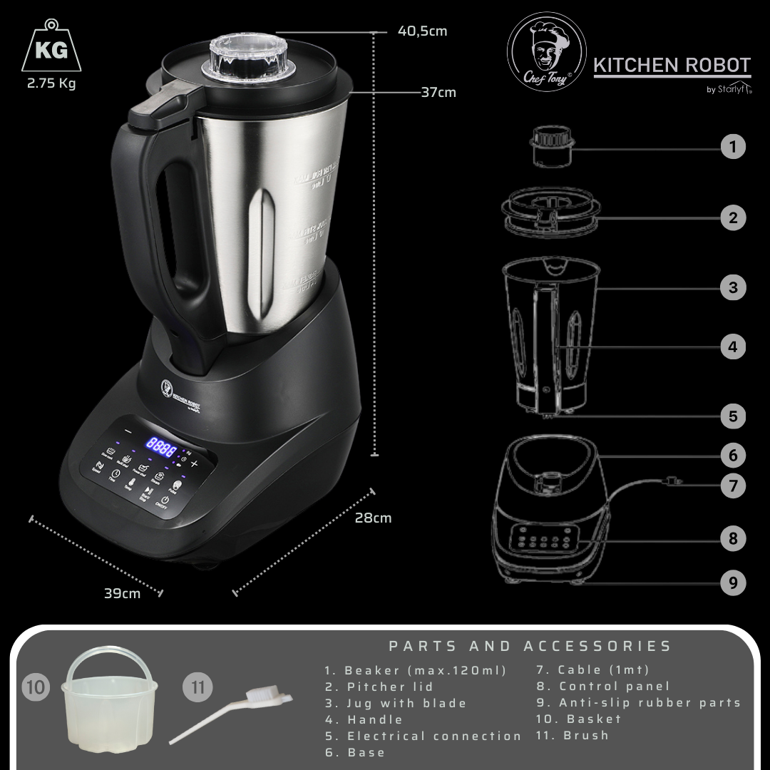 Conjunto completo de robots de cozinha Chef Tony