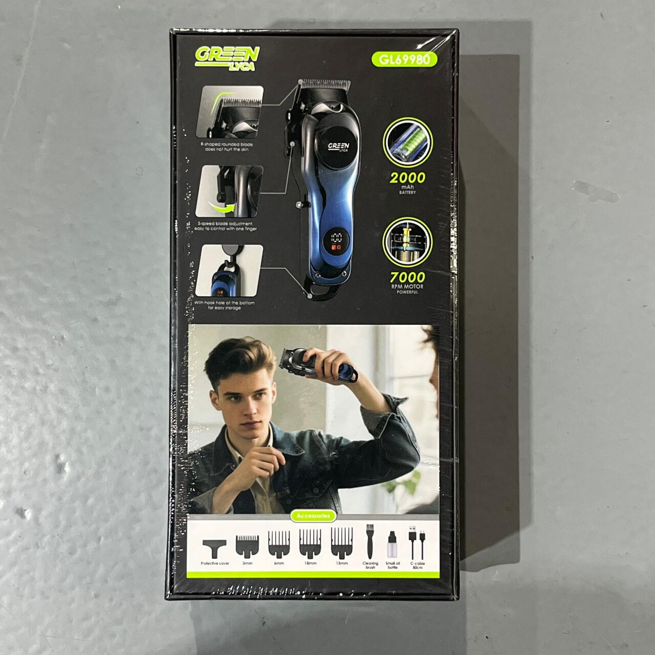 Máquina de cortar cabelo profissional com bateria de 2000mAh e motor de 7000RPM
