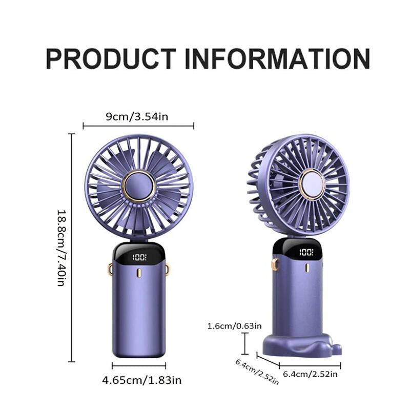 Ventilador de mão com visor digital