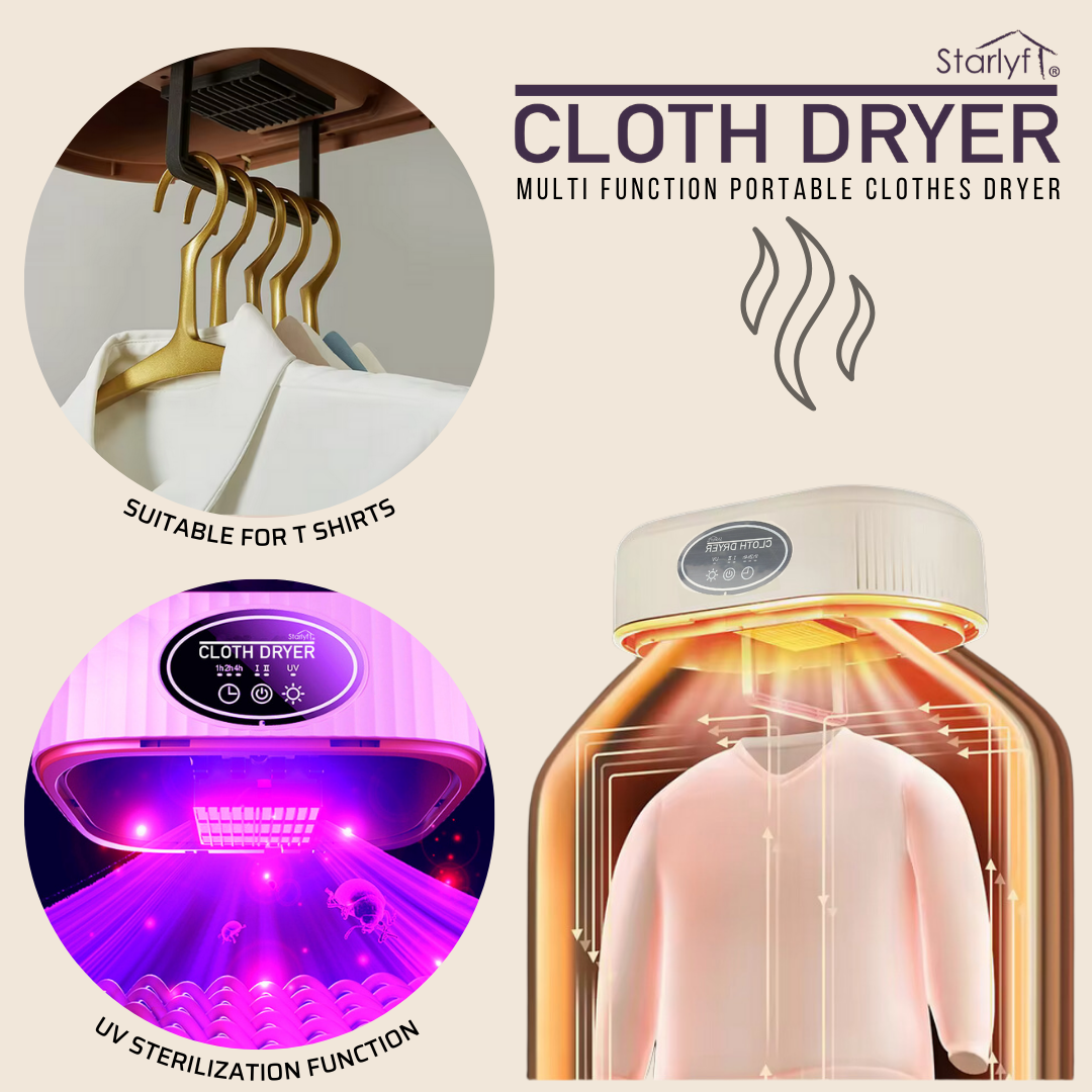 Máquina de secar roupa - Máquina de secar roupa portátil com temporizador, esterilizador e poupança de energia