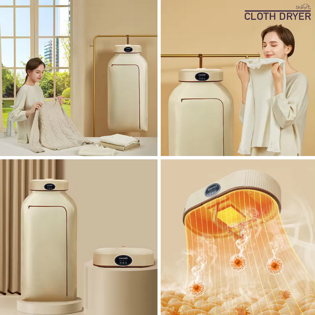 Máquina de secar roupa - Máquina de secar roupa portátil com temporizador, esterilizador e poupança de energia