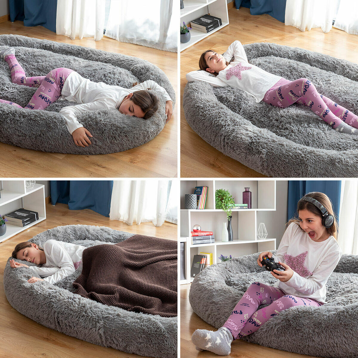 Cama para Cães Humanos | Cama para Cães Humanos XXL InnovaGoods Cinza