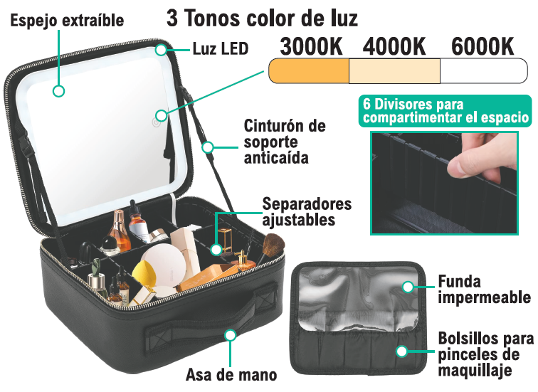 Estojo de maquilhagem com espelho